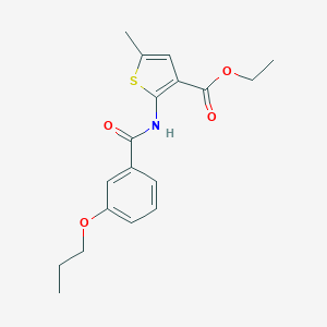 molecular formula C18H21NO4S B450644 Ethyl 5-methyl-2-[(3-propoxybenzoyl)amino]thiophene-3-carboxylate 