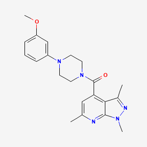 molecular formula C21H25N5O2 B4506461 4-{[4-(3-methoxyphenyl)-1-piperazinyl]carbonyl}-1,3,6-trimethyl-1H-pyrazolo[3,4-b]pyridine 