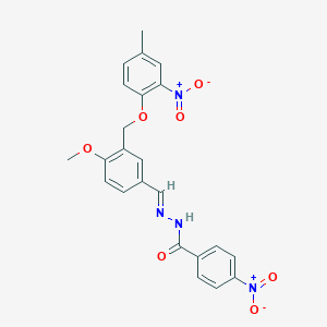 molecular formula C23H20N4O7 B450653 4-nitro-N'-[3-({2-nitro-4-methylphenoxy}methyl)-4-methoxybenzylidene]benzohydrazide 