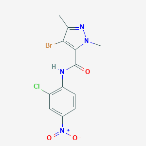 molecular formula C12H10BrClN4O3 B450654 4-bromo-N-{2-chloro-4-nitrophenyl}-1,3-dimethyl-1H-pyrazole-5-carboxamide 