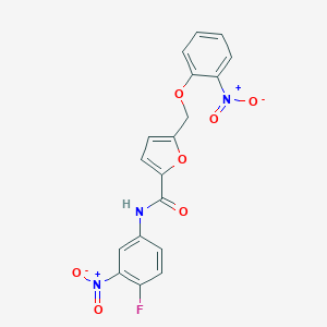 molecular formula C18H12FN3O7 B450656 N-(4-fluoro-3-nitrophenyl)-5-[(2-nitrophenoxy)methyl]furan-2-carboxamide 