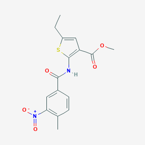 molecular formula C16H16N2O5S B450659 Methyl 5-ethyl-2-({3-nitro-4-methylbenzoyl}amino)thiophene-3-carboxylate 