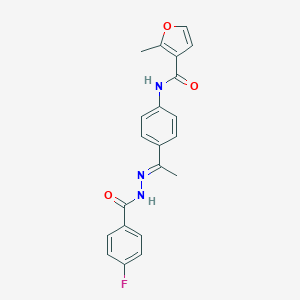 N-{4-[N-(4-fluorobenzoyl)ethanehydrazonoyl]phenyl}-2-methyl-3-furamide