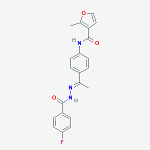 molecular formula C21H18FN3O3 B450662 N-{4-[N-(4-fluorobenzoyl)ethanehydrazonoyl]phenyl}-2-methyl-3-furamide 