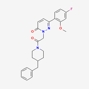 molecular formula C25H26FN3O3 B4506659 2-[2-(4-benzyl-1-piperidinyl)-2-oxoethyl]-6-(4-fluoro-2-methoxyphenyl)-3(2H)-pyridazinone 