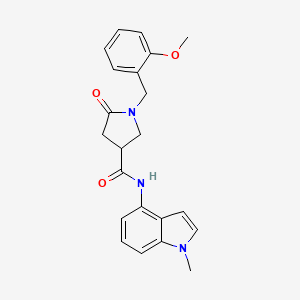 molecular formula C22H23N3O3 B4506663 1-(2-methoxybenzyl)-N-(1-methyl-1H-indol-4-yl)-5-oxo-3-pyrrolidinecarboxamide 