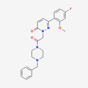 molecular formula C24H25FN4O3 B4506676 2-[2-(4-benzyl-1-piperazinyl)-2-oxoethyl]-6-(4-fluoro-2-methoxyphenyl)-3(2H)-pyridazinone 