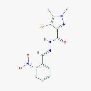 molecular formula C13H12BrN5O3 B450671 4-bromo-N'-{2-nitrobenzylidene}-1,5-dimethyl-1H-pyrazole-3-carbohydrazide 