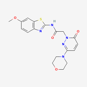 molecular formula C18H19N5O4S B4506723 N-(6-methoxy-1,3-benzothiazol-2-yl)-2-[3-(4-morpholinyl)-6-oxo-1(6H)-pyridazinyl]acetamide 