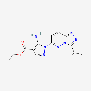 molecular formula C14H17N7O2 B4506745 5-氨基-1-(3-异丙基[1,2,4]三唑并[4,3-b]哒嗪-6-基)-1H-吡唑-4-羧酸乙酯 