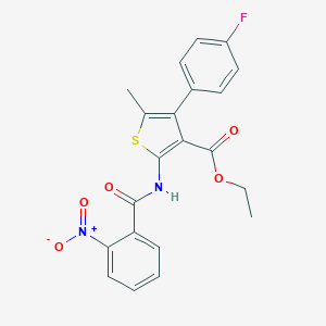 molecular formula C21H17FN2O5S B450675 Ethyl 4-(4-fluorophenyl)-2-({2-nitrobenzoyl}amino)-5-methylthiophene-3-carboxylate 