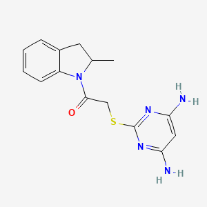 molecular formula C15H17N5OS B4506757 2-{[2-(2-methyl-2,3-dihydro-1H-indol-1-yl)-2-oxoethyl]thio}-4,6-pyrimidinediamine 