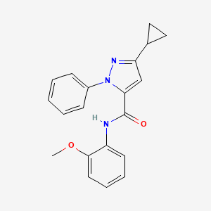 molecular formula C20H19N3O2 B4506805 3-cyclopropyl-N-(2-methoxyphenyl)-1-phenyl-1H-pyrazole-5-carboxamide 