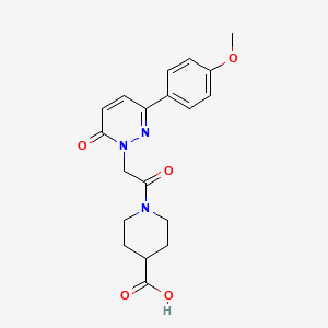 molecular formula C19H21N3O5 B4506806 1-{[3-(4-甲氧苯基)-6-氧代-1(6H)-嘧啶并二氮杂环]乙酰}-4-哌啶甲酸 