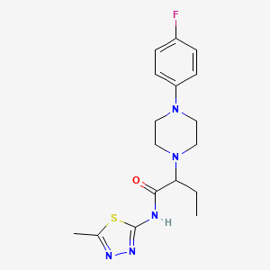 molecular formula C17H22FN5OS B4506821 2-[4-(4-fluorophenyl)-1-piperazinyl]-N-(5-methyl-1,3,4-thiadiazol-2-yl)butanamide 