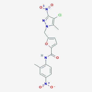 5-[(4-chloro-5-methyl-3-nitro-1H-pyrazol-1-yl)methyl]-N-(2-methyl-4-nitrophenyl)furan-2-carboxamide