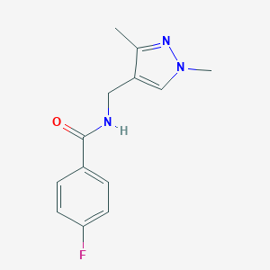 molecular formula C13H14FN3O B450684 N-[(1,3-dimethyl-1H-pyrazol-4-yl)methyl]-4-fluorobenzamide 