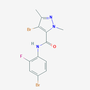 molecular formula C12H10Br2FN3O B450685 4-bromo-N-(4-bromo-2-fluorophenyl)-1,3-dimethyl-1H-pyrazole-5-carboxamide 