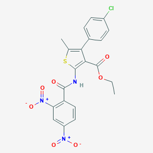 molecular formula C21H16ClN3O7S B450699 Ethyl 2-({2,4-bisnitrobenzoyl}amino)-4-(4-chlorophenyl)-5-methylthiophene-3-carboxylate 