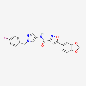 molecular formula C21H15FN4O4 B4507007 5-(1,3-benzodioxol-5-yl)-N-[1-(4-fluorobenzyl)-1H-pyrazol-4-yl]-3-isoxazolecarboxamide 