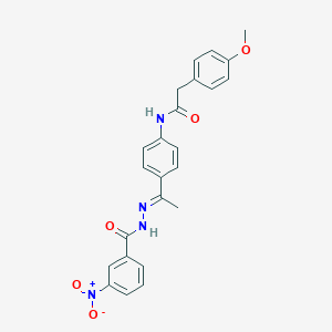 N-[4-(N-{3-nitrobenzoyl}ethanehydrazonoyl)phenyl]-2-(4-methoxyphenyl)acetamide