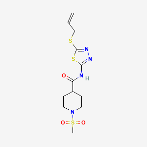 molecular formula C12H18N4O3S3 B4507012 N-[5-(allylthio)-1,3,4-thiadiazol-2-yl]-1-(methylsulfonyl)-4-piperidinecarboxamide 