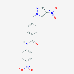 molecular formula C17H13N5O5 B450704 N-{4-nitrophenyl}-4-({4-nitro-1H-pyrazol-1-yl}methyl)benzamide 