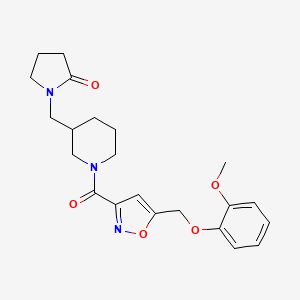 molecular formula C22H27N3O5 B4507061 1-{[1-({5-[(2-methoxyphenoxy)methyl]-3-isoxazolyl}carbonyl)-3-piperidinyl]methyl}-2-pyrrolidinone 