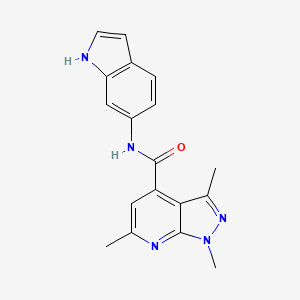 molecular formula C18H17N5O B4507068 N-1H-indol-6-yl-1,3,6-trimethyl-1H-pyrazolo[3,4-b]pyridine-4-carboxamide 