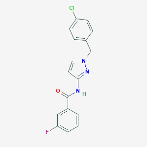 molecular formula C17H13ClFN3O B450710 N-[1-(4-chlorobenzyl)-1H-pyrazol-3-yl]-3-fluorobenzamide 