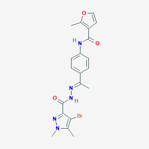 N-(4-{N-[(4-bromo-1,5-dimethyl-1H-pyrazol-3-yl)carbonyl]ethanehydrazonoyl}phenyl)-2-methyl-3-furamide