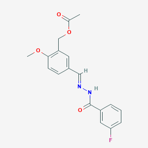 5-[(E)-{2-[(3-fluorophenyl)carbonyl]hydrazinylidene}methyl]-2-methoxybenzyl acetate