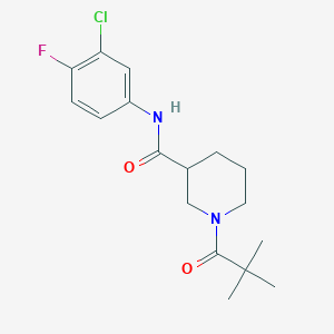 N-(3-chloro-4-fluorophenyl)-1-(2,2-dimethylpropanoyl)-3-piperidinecarboxamide