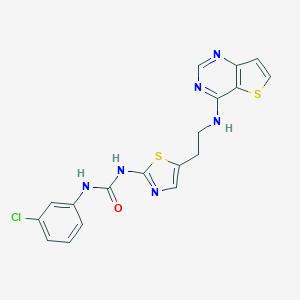 molecular formula C18H15ClN6OS2 B045072 1-(3-Chlorophenyl)-3-{5-[2-(Thieno[3,2-D]pyrimidin-4-Ylamino)ethyl]-1,3-Thiazol-2-Yl}urea CAS No. 1057249-41-8
