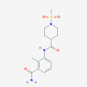 molecular formula C15H21N3O4S B4507230 N-[3-(aminocarbonyl)-2-methylphenyl]-1-(methylsulfonyl)-4-piperidinecarboxamide 