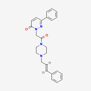 molecular formula C25H26N4O2 B4507244 2-{2-oxo-2-[4-(3-phenyl-2-propen-1-yl)-1-piperazinyl]ethyl}-6-phenyl-3(2H)-pyridazinone 