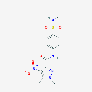 molecular formula C14H17N5O5S B450728 N-[4-(ethylsulfamoyl)phenyl]-1,5-dimethyl-4-nitro-1H-pyrazole-3-carboxamide 