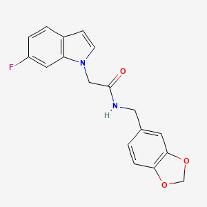 molecular formula C18H15FN2O3 B4507285 N-(1,3-benzodioxol-5-ylmethyl)-2-(6-fluoro-1H-indol-1-yl)acetamide 