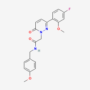 molecular formula C21H20FN3O4 B4507297 2-[3-(4-fluoro-2-methoxyphenyl)-6-oxo-1(6H)-pyridazinyl]-N-(4-methoxybenzyl)acetamide 