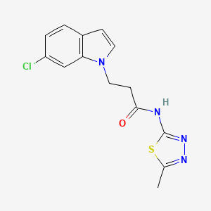 molecular formula C14H13ClN4OS B4507315 3-(6-氯-1H-吲哚-1-基)-N-(5-甲基-1,3,4-噻二唑-2-基)丙酰胺 