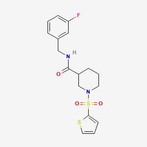 molecular formula C17H19FN2O3S2 B4507330 N-(3-氟苄基)-1-(2-噻吩磺酰基)-3-哌啶甲酰胺 