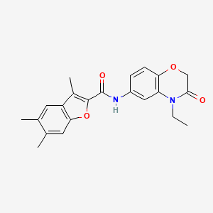 molecular formula C22H22N2O4 B4507336 N-(4-ethyl-3-oxo-3,4-dihydro-2H-1,4-benzoxazin-6-yl)-3,5,6-trimethyl-1-benzofuran-2-carboxamide 