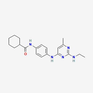 molecular formula C20H27N5O B4507339 N-(4-{[2-(ethylamino)-6-methyl-4-pyrimidinyl]amino}phenyl)cyclohexanecarboxamide 