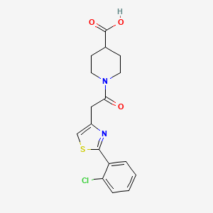 molecular formula C17H17ClN2O3S B4507385 1-{[2-(2-chlorophenyl)-1,3-thiazol-4-yl]acetyl}-4-piperidinecarboxylic acid 