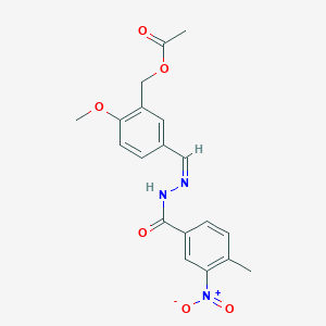 2-methoxy-5-[(Z)-{2-[(4-methyl-3-nitrophenyl)carbonyl]hydrazinylidene}methyl]benzyl acetate