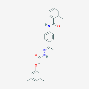 molecular formula C26H27N3O3 B450742 N-(4-{N-[(3,5-dimethylphenoxy)acetyl]ethanehydrazonoyl}phenyl)-2-methylbenzamide 