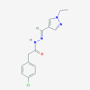 molecular formula C14H15ClN4O B450744 2-(4-chlorophenyl)-N'-[(E)-(1-ethyl-1H-pyrazol-4-yl)methylidene]acetohydrazide 
