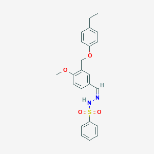 molecular formula C23H24N2O4S B450745 N'-{3-[(4-ethylphenoxy)methyl]-4-methoxybenzylidene}benzenesulfonohydrazide 