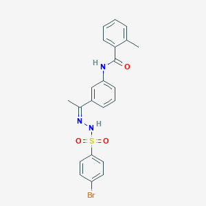 molecular formula C22H20BrN3O3S B450750 N-(3-{N-[(4-bromophenyl)sulfonyl]ethanehydrazonoyl}phenyl)-2-methylbenzamide 