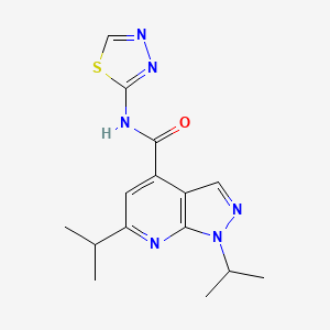 molecular formula C15H18N6OS B4507528 1,6-二异丙基-N-1,3,4-噻二唑-2-基-1H-吡唑并[3,4-b]吡啶-4-甲酰胺 